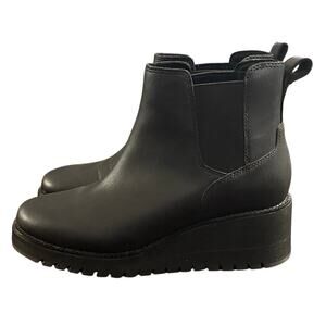 Cole Haan Zerøgrand Chelsea Wedge Booties Black Leather Lug Sole 7B Minimalist